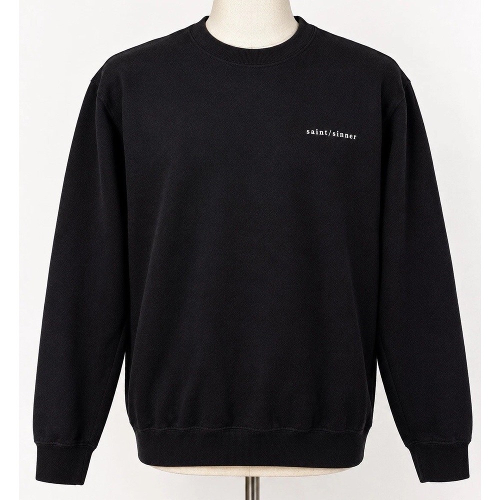 Vox Populi Saint/Sinner Black Crewneck Sweatshirt Minimalist Luxury Men's XL